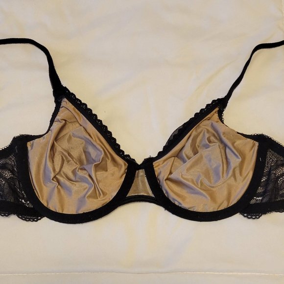 Wacoal lacy black underwire bra with tan lining sz: 36B - Picture 3 of 5